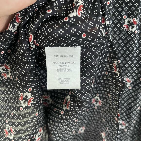 Veronica Beard Black Maree Smock Cuff Silk Blouse (10) - Picture 7 of 11